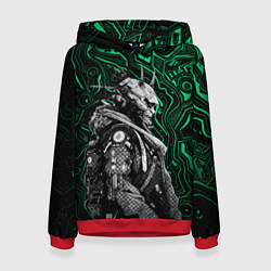 Толстовка-худи женская Японский кибернетический Они, цвет: 3D-красный