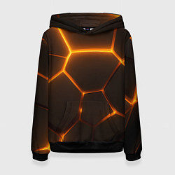 Толстовка-худи женская Оранжевое свечение текстура, цвет: 3D-черный