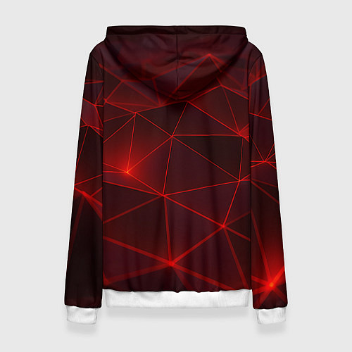 Женская толстовка Красные полигоны с неоном / 3D-Белый – фото 2