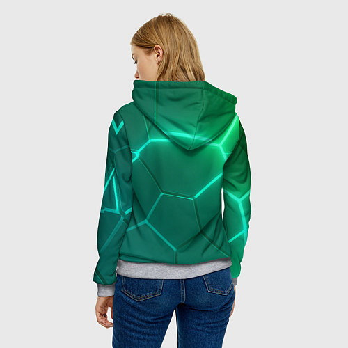 Женская толстовка Зеленые неоновые плитки / 3D-Меланж – фото 4