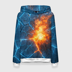 Толстовка-худи женская Взрыв из объемных плит, цвет: 3D-белый