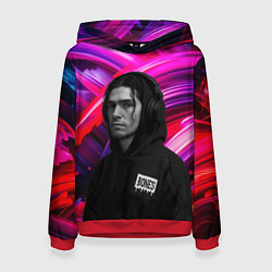 Толстовка-худи женская Bones в наушниках, цвет: 3D-красный