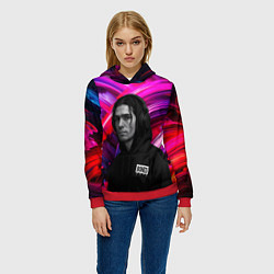 Толстовка-худи женская Bones в наушниках, цвет: 3D-красный — фото 2