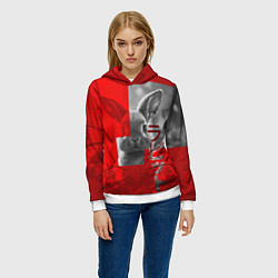 Толстовка-худи женская Бурый резвый кролик, цвет: 3D-белый — фото 2