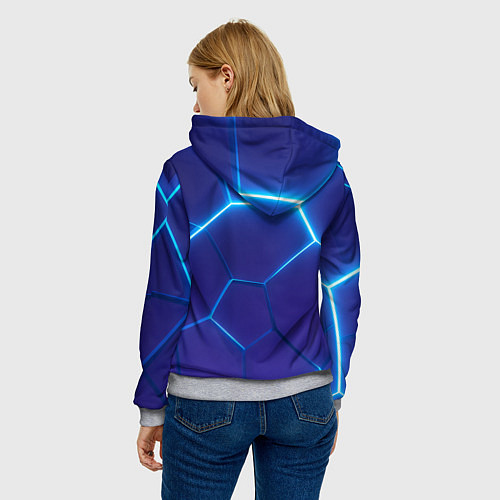 Женская толстовка Bones белое лого на синих плитах / 3D-Меланж – фото 4