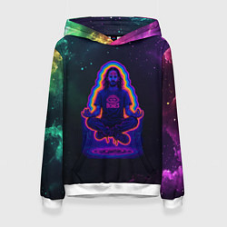Толстовка-худи женская Bones медитация в космосе, цвет: 3D-белый