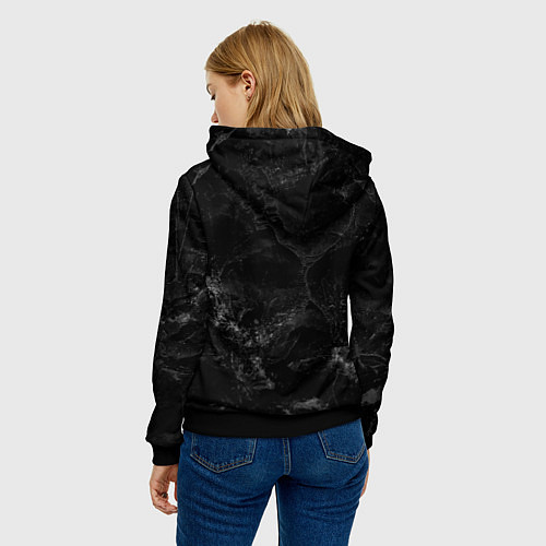 Женская толстовка Bones сидит на троне из черепов / 3D-Черный – фото 4