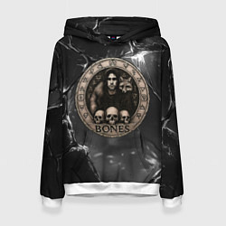 Толстовка-худи женская Bones с лисой - готика, цвет: 3D-белый