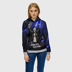 Толстовка-худи женская Победа игрока 456 Игра в кальмара, цвет: 3D-меланж — фото 2