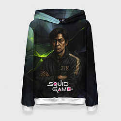 Толстовка-худи женская Игра в кальмара - игрок 218 скрещивает руки, цвет: 3D-белый