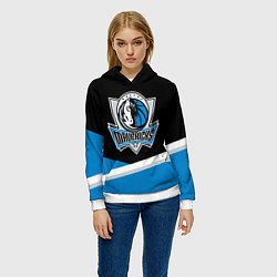 Толстовка-худи женская Даллас Маверикс - линии, цвет: 3D-белый — фото 2