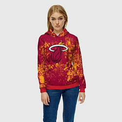 Толстовка-худи женская Майами Хит - брызги красок, цвет: 3D-красный — фото 2