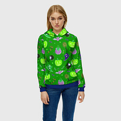 Толстовка-худи женская Halloween green, цвет: 3D-синий — фото 2
