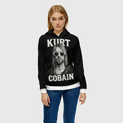 Толстовка-худи женская Курт Кобейн - гранж-арт, цвет: 3D-белый — фото 2