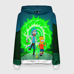 Толстовка-худи женская Рик и Барт Симпсон, цвет: 3D-белый