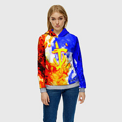 Толстовка-худи женская Doom битва огня, цвет: 3D-меланж — фото 2