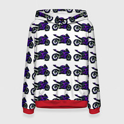 Толстовка-худи женская Motorcycle purple gloss, цвет: 3D-красный