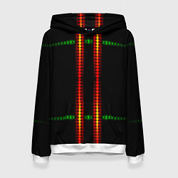 Толстовка-худи женская Neon black green circles, цвет: 3D-белый