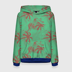 Толстовка-худи женская Palm brown turquoise, цвет: 3D-синий