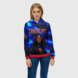 Толстовка-худи женская Lana Del Rey киберпанк, цвет: 3D-красный — фото 2