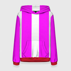 Толстовка-худи женская Color white pink line, цвет: 3D-красный