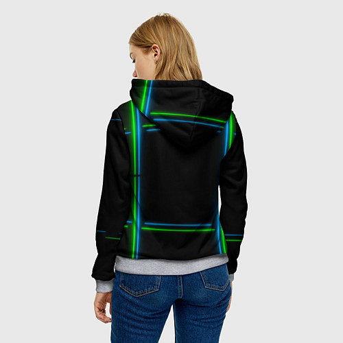 Женская толстовка Neon green light blue / 3D-Меланж – фото 4