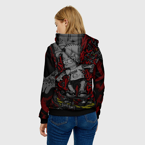 Женская толстовка Татуированный барт / 3D-Черный – фото 4