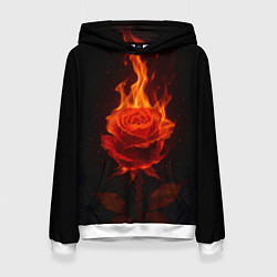 Толстовка-худи женская Flaming rose, цвет: 3D-белый