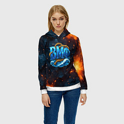 Толстовка-худи женская Военно морской флот с огнями, цвет: 3D-белый — фото 2