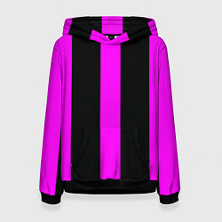 Толстовка-худи женская Color black pink lines, цвет: 3D-черный