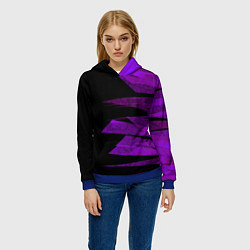 Толстовка-худи женская Color purple black stripes, цвет: 3D-синий — фото 2
