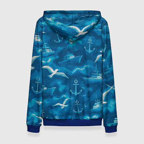 Женская толстовка Морской камуфляж акварелью / 3D-Синий – фото 2