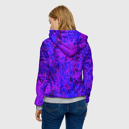 Женская толстовка Призрак самурай - неоновые краски / 3D-Меланж – фото 4