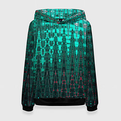 Толстовка-худи женская Нефритовый зелёный абстракция, цвет: 3D-черный