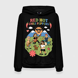 Толстовка-худи женская Red Hot Chili Peppers, мультяшный стиль, цвет: 3D-черный