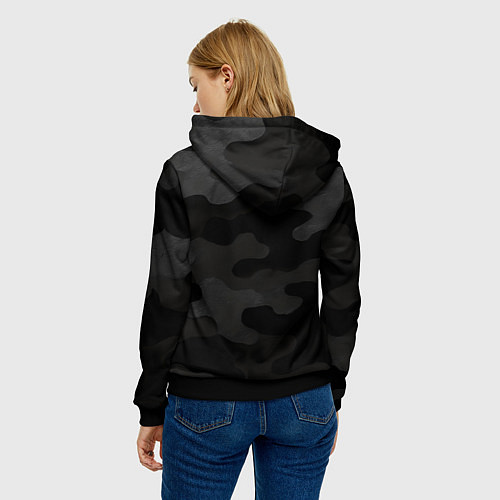 Женская толстовка Черно-серая текстура камуфляжа / 3D-Черный – фото 4