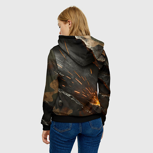 Женская толстовка Искры метала под камуфляжем / 3D-Черный – фото 4