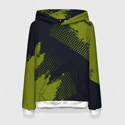 Толстовка-худи женская Абстрактная текстура в зеленом, цвет: 3D-белый