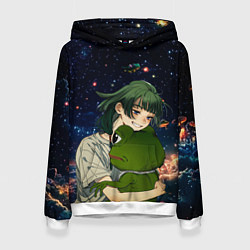 Толстовка-худи женская МаоМао и Лягушонок Пепе - Монолог Фармацевта, цвет: 3D-белый