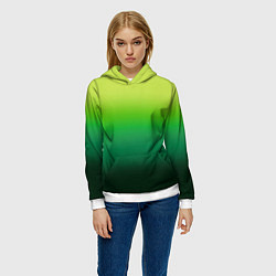 Толстовка-худи женская Градиент укропное зеленое омбре, цвет: 3D-белый — фото 2