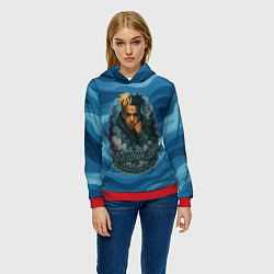 Толстовка-худи женская XXXTentacion в облаке, цвет: 3D-красный — фото 2