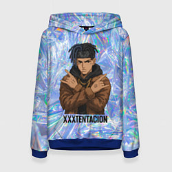 Толстовка-худи женская XXXTentacion - скрещенные руки, цвет: 3D-синий