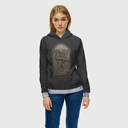 Толстовка-худи женская Я десантник - эмблема из метала, цвет: 3D-меланж — фото 2