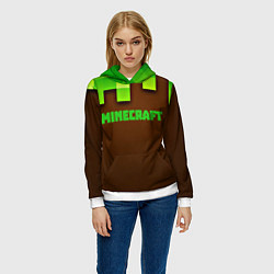 Толстовка-худи женская Minecraft forever, цвет: 3D-белый — фото 2