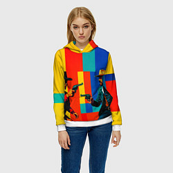 Толстовка-худи женская Перестрелка ковбоев поп-арт, цвет: 3D-белый — фото 2