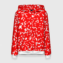 Толстовка-худи женская Красный яркий камуфляж, цвет: 3D-белый