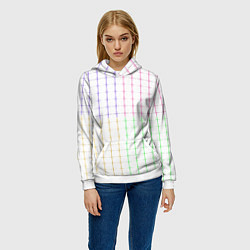 Толстовка-худи женская Color white multicolored stripes, цвет: 3D-белый — фото 2
