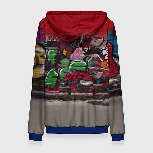 Женская толстовка Bender bending robot and Fry - ai art graffiti / 3D-Синий – фото 2