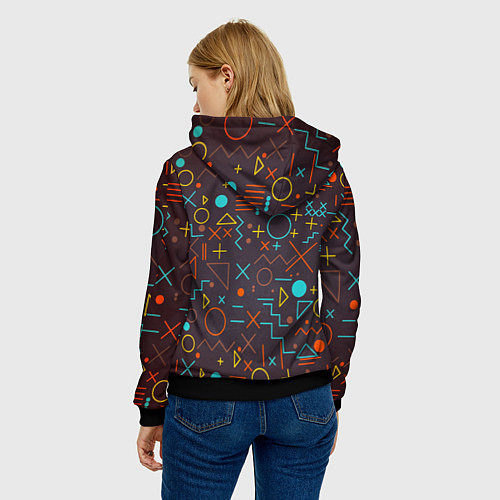 Женская толстовка Different shapes of geometry / 3D-Черный – фото 4