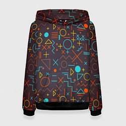 Толстовка-худи женская Different shapes of geometry, цвет: 3D-черный